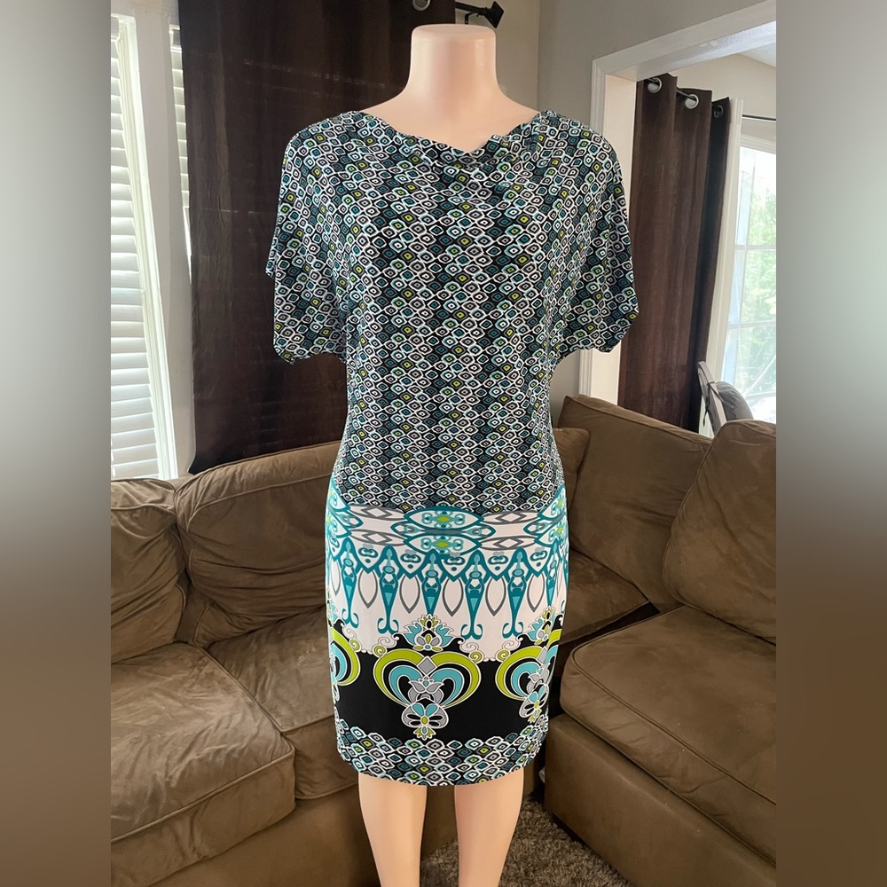 AA Studio AA Elegant Multicolor Patterned Dress stretch form fitting woman 8